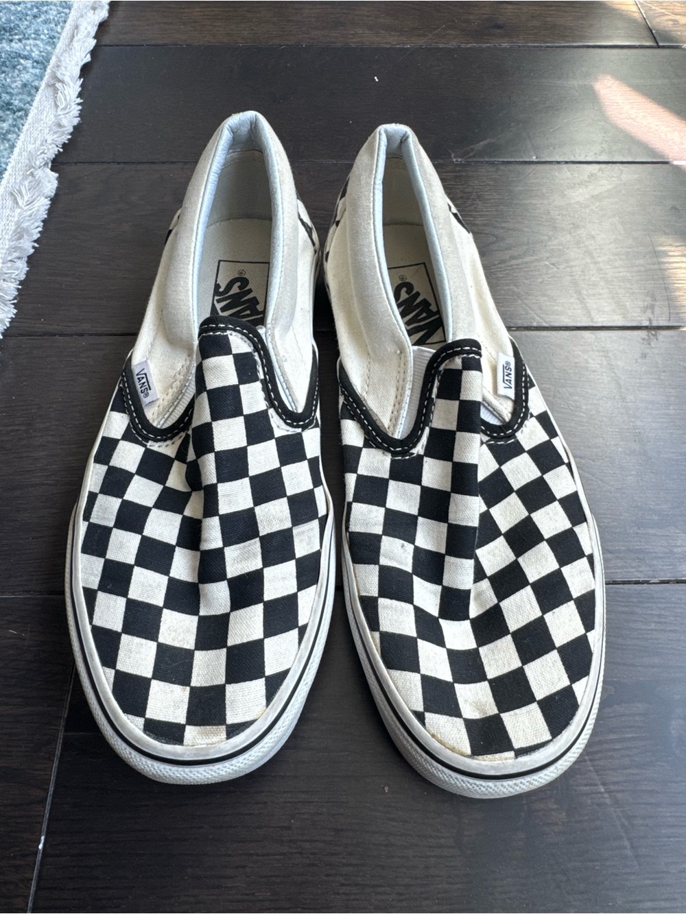 Vans Black and White Checkerboard Slip-On Loafers WOMENS 7.5/MENS 6